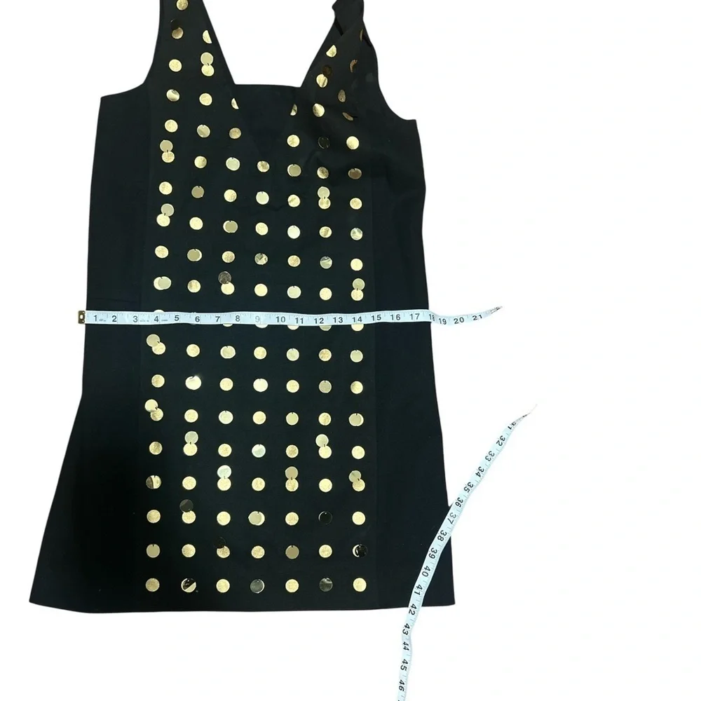 Kate Spade Saturday Gold Polka Dot Shift Dress Size 4 Black Sleeveless Party